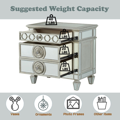 Varian - Mirrored Nightstand - Silver - The Sleep Loft - Online Mattress Showroom NYC