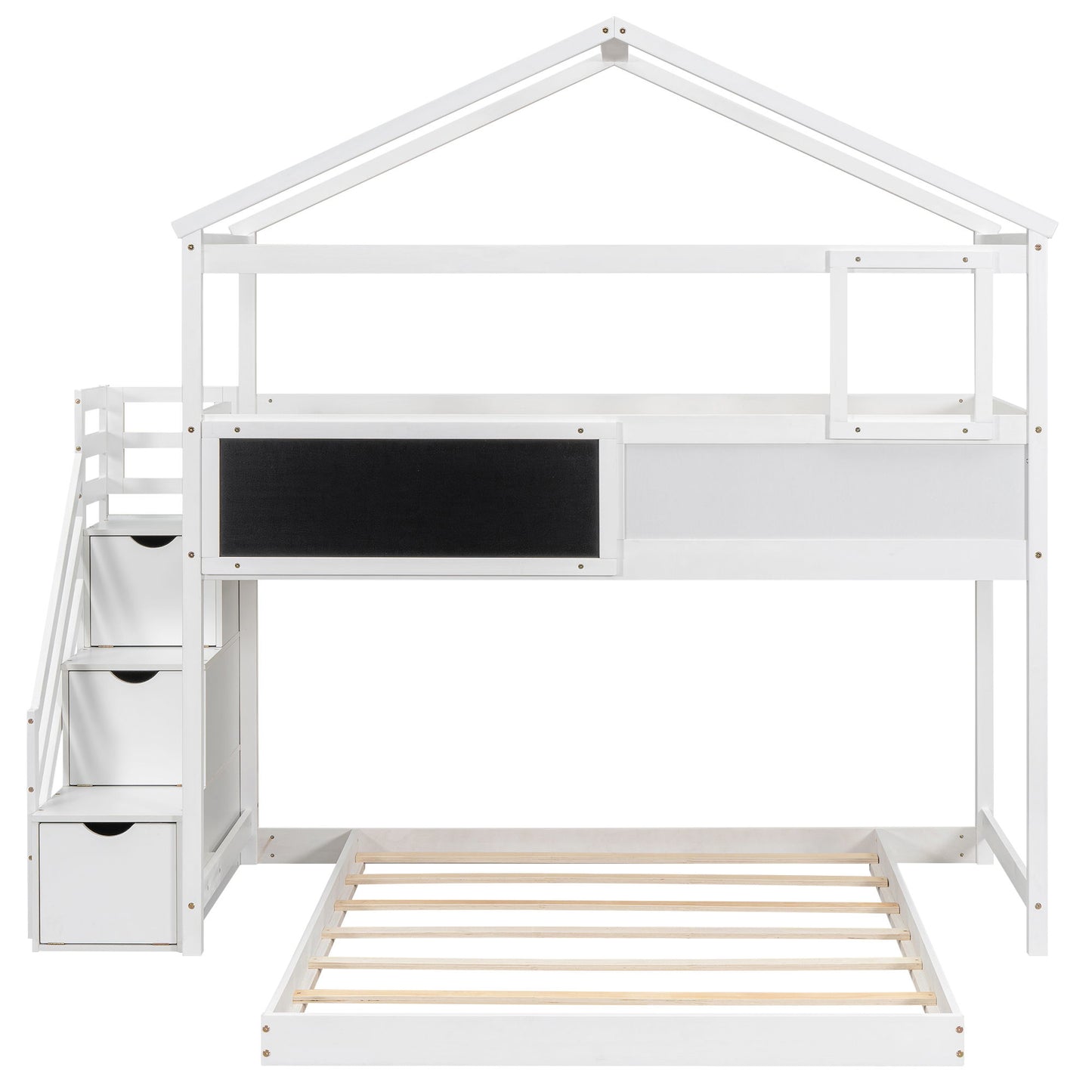 House Style Bunk Bed With Storage Staircase And board - The Sleep Loft - Online Mattress Showroom NYC