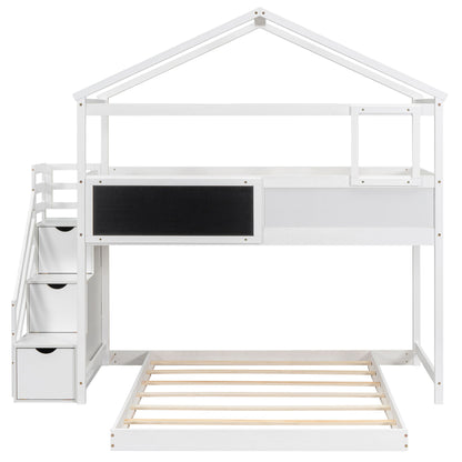House Style Bunk Bed With Storage Staircase And board - The Sleep Loft - Online Mattress Showroom NYC