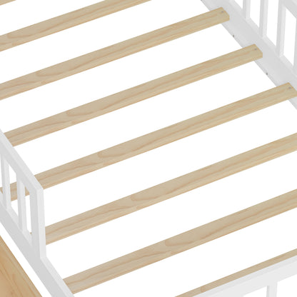 Bed With Headboard Storage Rack, 2 Under Bed Drawers, 3 Side Guardrails For Safety - The Sleep Loft - Online Mattress Showroom NYC