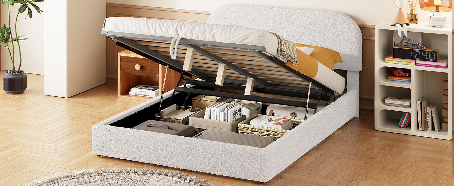 Upholstered Platform Bed With Hydraulic Storage System - The Sleep Loft - Online Mattress Showroom NYC