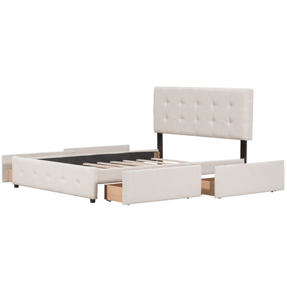 Upholstered Platform Bed With Classic Headboard And Drawers, No Box Spring Needed - The Sleep Loft - Online Mattress Showroom NYC