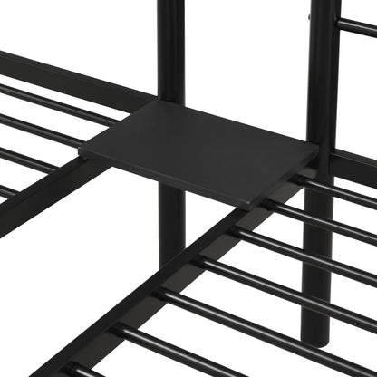 Twin Over Twin Over Twin Triple Bunk Bed With Safety Rails And Storage Shelf - Black - The Sleep Loft - Online Mattress Showroom NYC