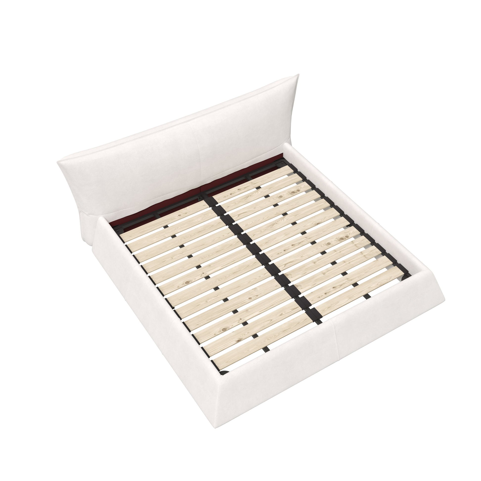 King Size Platform Bed With Special-Shaped Headboard - Cream - The Sleep Loft - Online Mattress Showroom NYC