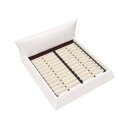 King Size Platform Bed With Special-Shaped Headboard - Cream - The Sleep Loft - Online Mattress Showroom NYC