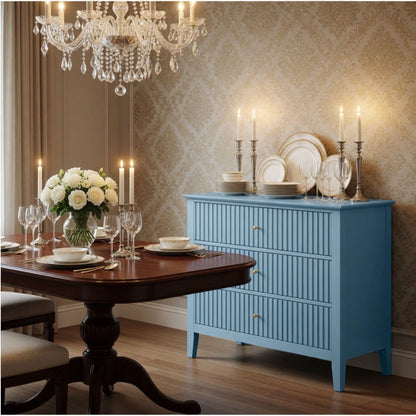 Fluted 3 Drawer Nightstand With Soft Close Slides