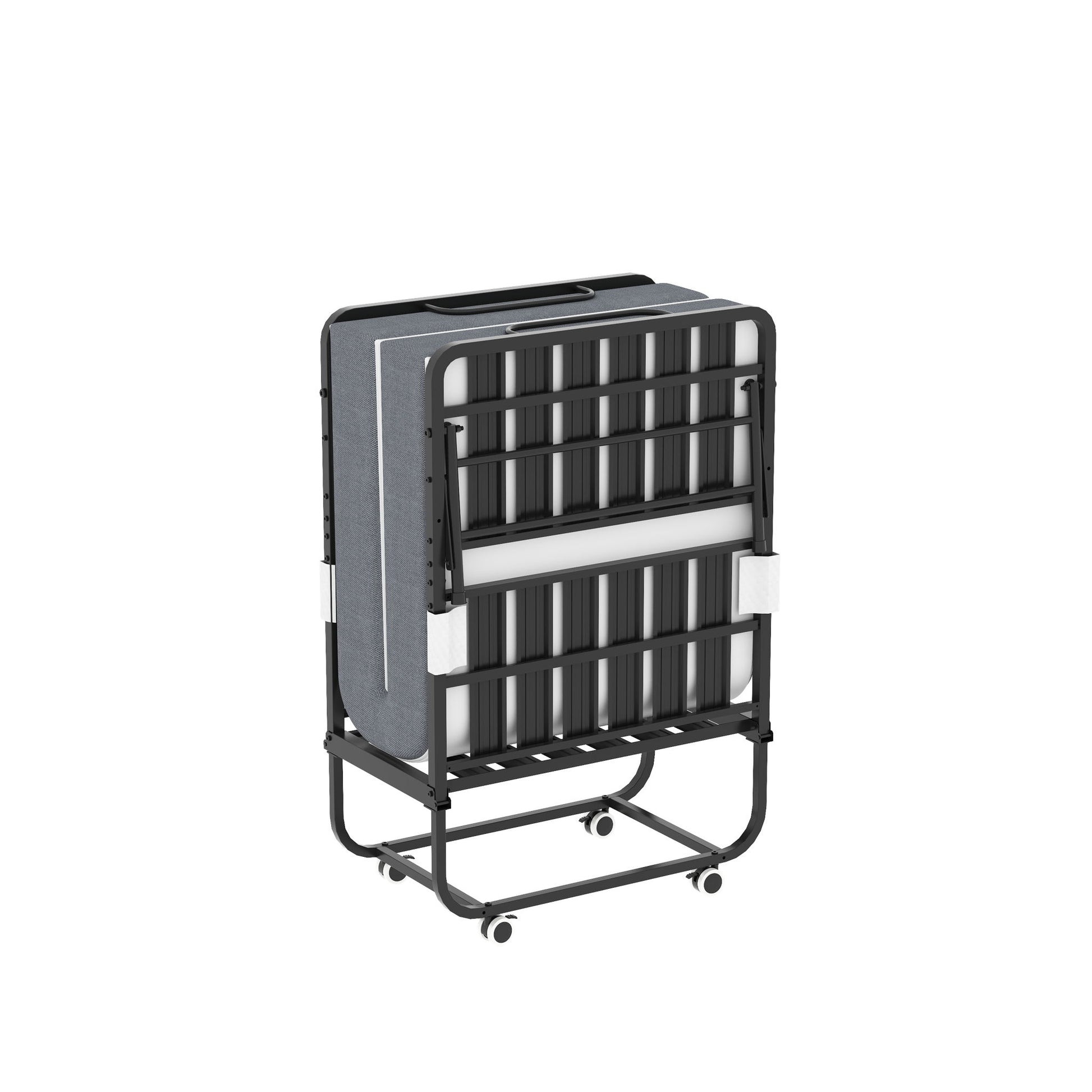 Twin Folding Bed With Memory Foam Mattress, On Wheels, Portable Bed For Adults & Guests - Black - The Sleep Loft - Online Mattress Showroom NYC