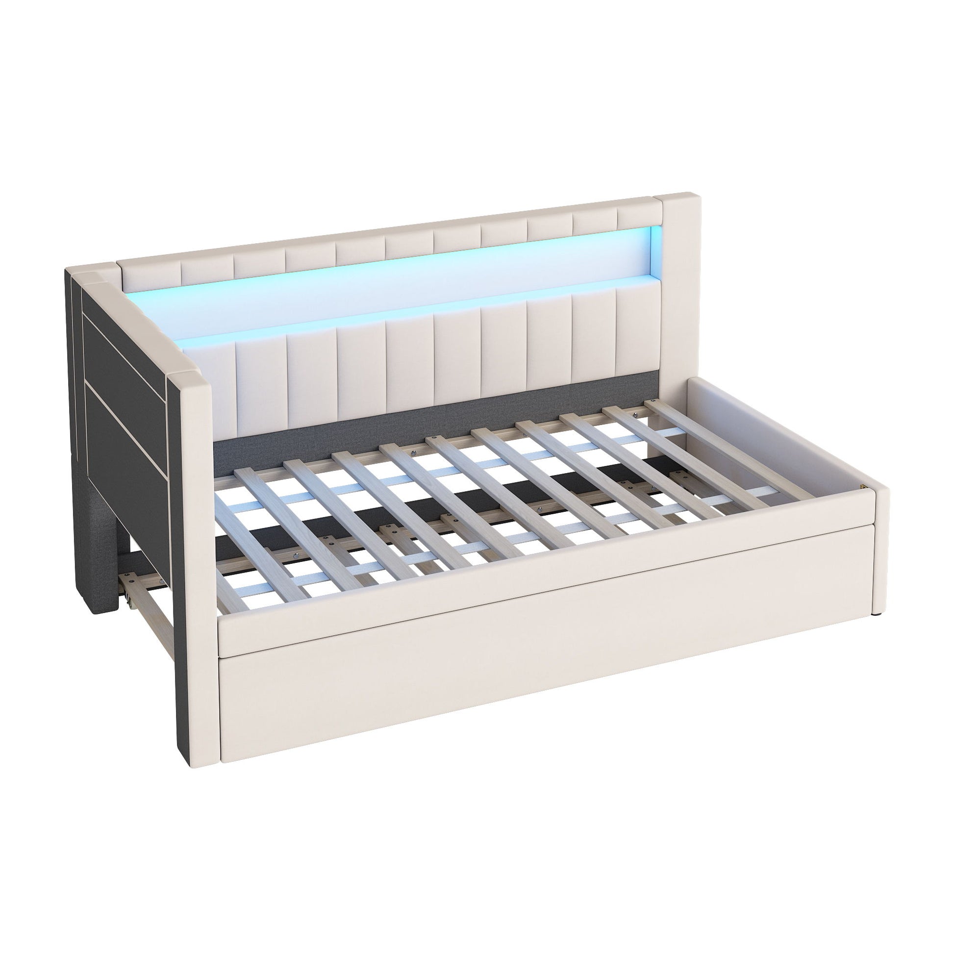Upholstered Platform Bed With USB Ports And LED Belt - The Sleep Loft - Online Mattress Showroom NYC