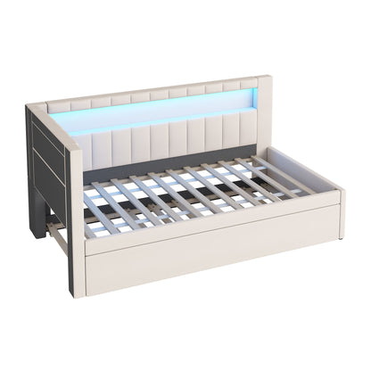 Upholstered Platform Bed With USB Ports And LED Belt - The Sleep Loft - Online Mattress Showroom NYC