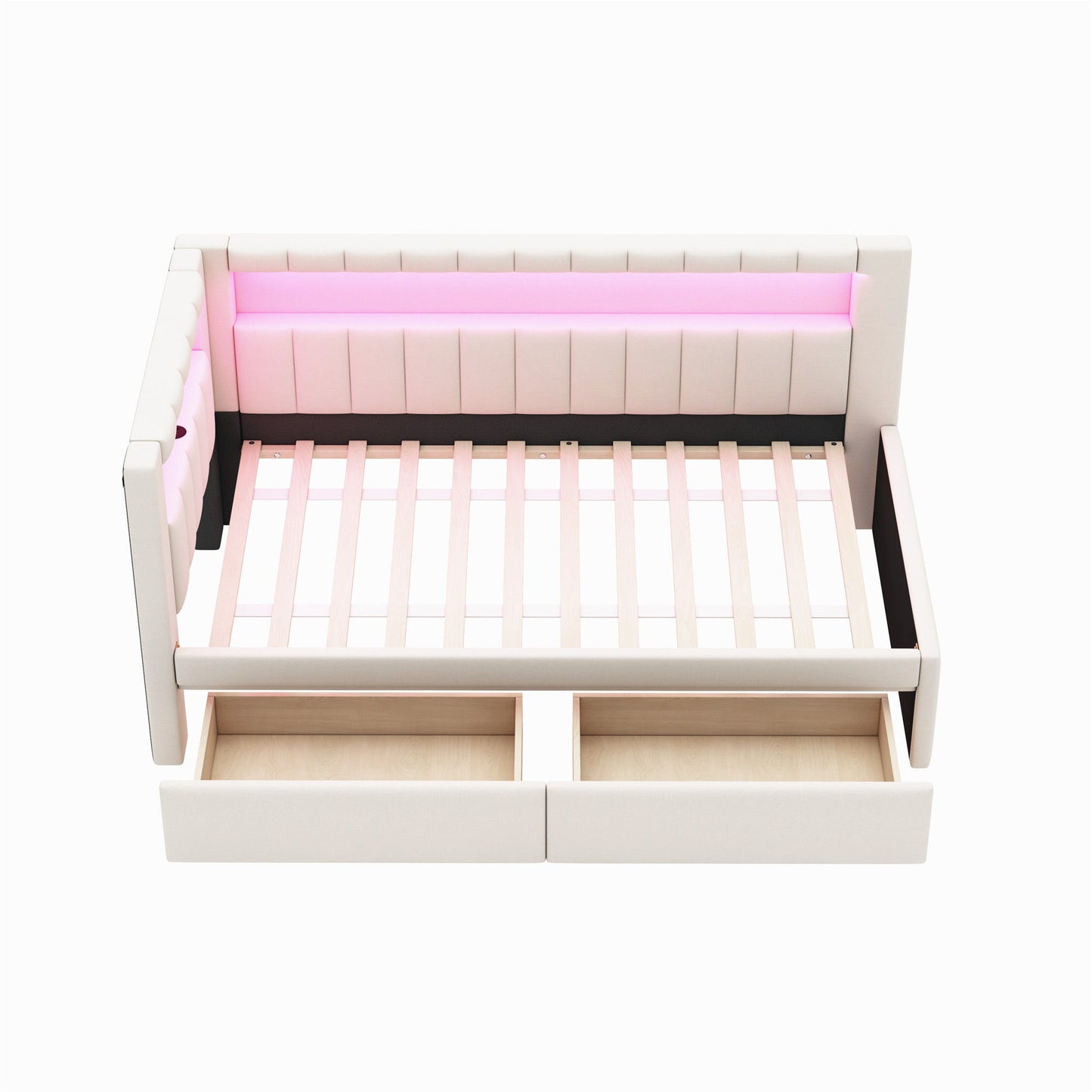 Upholstered Platform Bed With USB Ports And LED Belt - The Sleep Loft - Online Mattress Showroom NYC