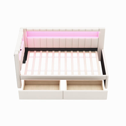 Upholstered Platform Bed With USB Ports And LED Belt - The Sleep Loft - Online Mattress Showroom NYC