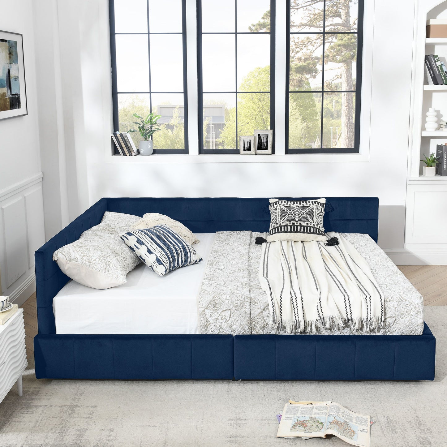 Upholstered Bed Frame With Tufted Backrest And Armrests - The Sleep Loft - Online Mattress Showroom NYC
