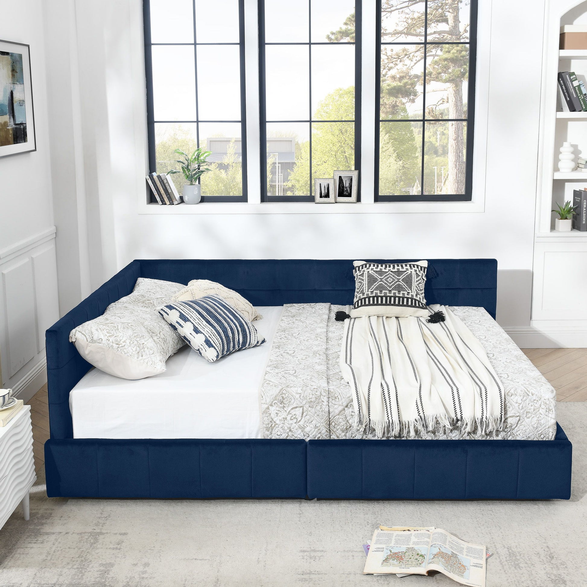 Upholstered Bed Frame With Tufted Backrest And Armrests - The Sleep Loft - Online Mattress Showroom NYC