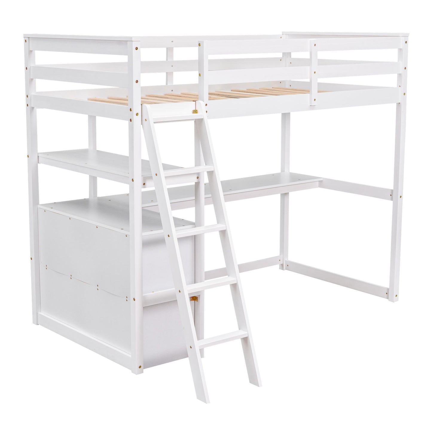 Modern Loft Bed With Built In Desk, Shelves, And 2 Drawers - The Sleep Loft - Online Mattress Showroom NYC