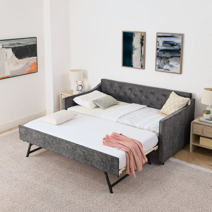 Daybed With Pop Up Trundle And USB Charging Armrest - The Sleep Loft - Online Mattress Showroom NYC
