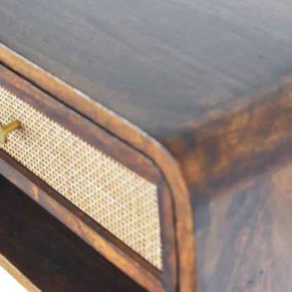 Wall Mounted Open Woven Bedside Table - Chestnut - The Sleep Loft - Online Mattress Showroom NYC