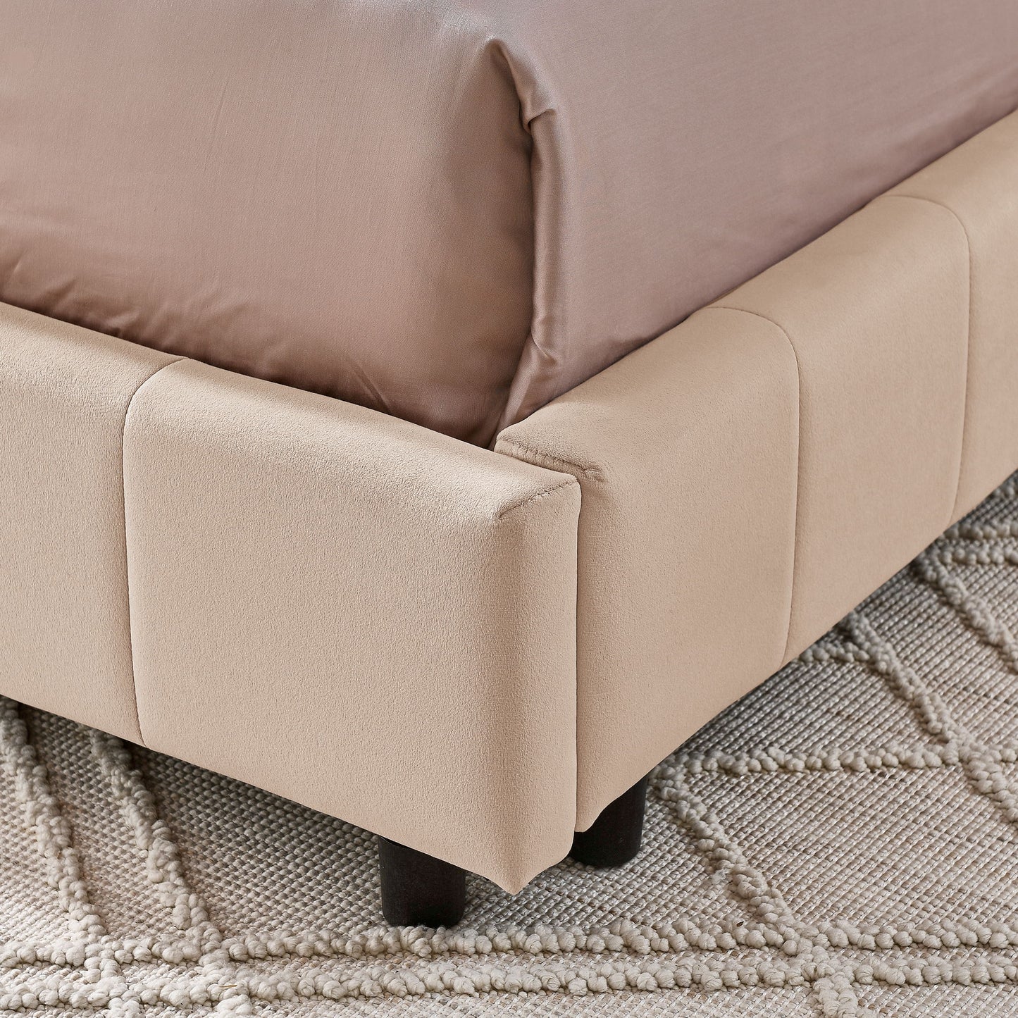 Mid-Century Storage Upholstered Tufted Bed Frame With Backrest And Armrests - The Sleep Loft - Online Mattress Showroom NYC