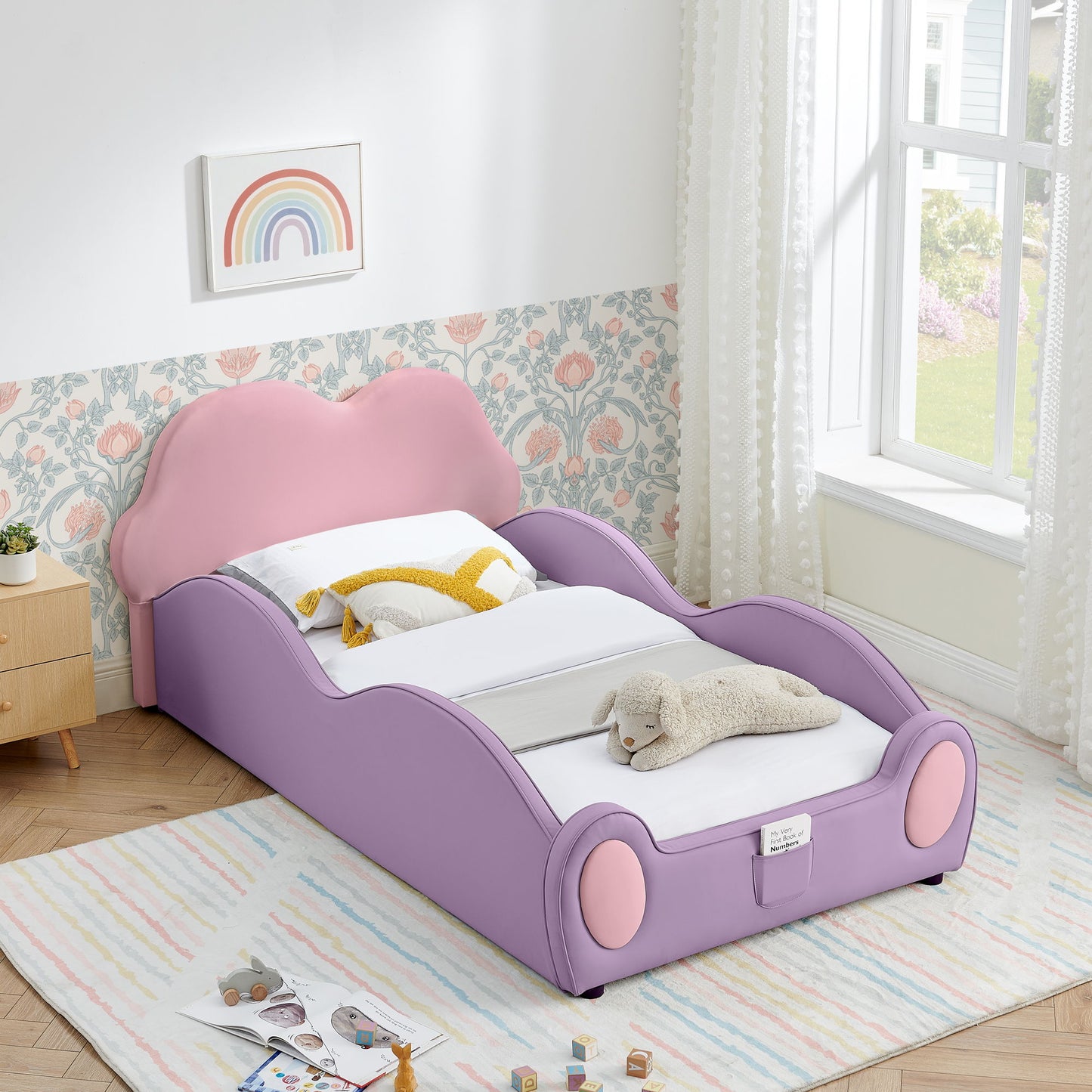 Cute Cloud Shape Bed With Guardrails Cartoon Design, Storage Pocket - The Sleep Loft - Online Mattress Showroom NYC