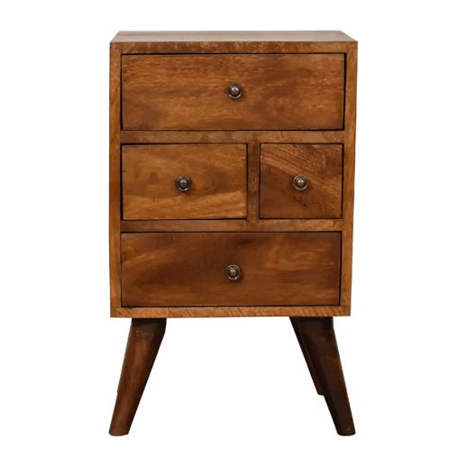 4 Drawer Multi Bedside Table - Chestnut - The Sleep Loft - Online Mattress Showroom NYC