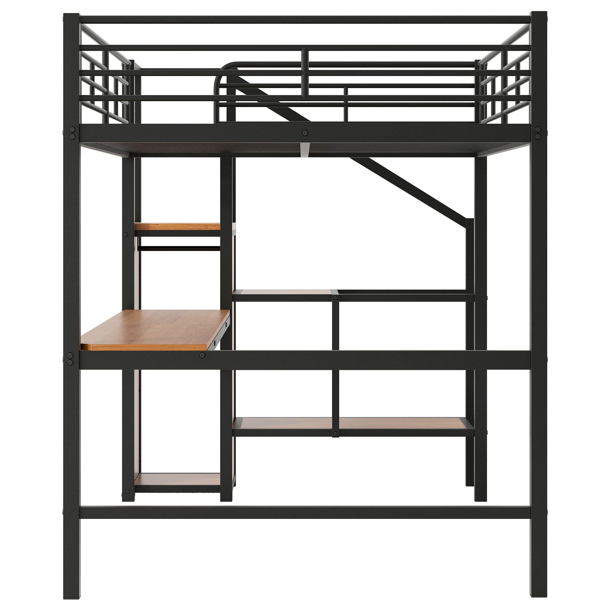 Loft Bed With Desk, Storage Staircase, Small Wardrobe And LED Light - The Sleep Loft - Online Mattress Showroom NYC