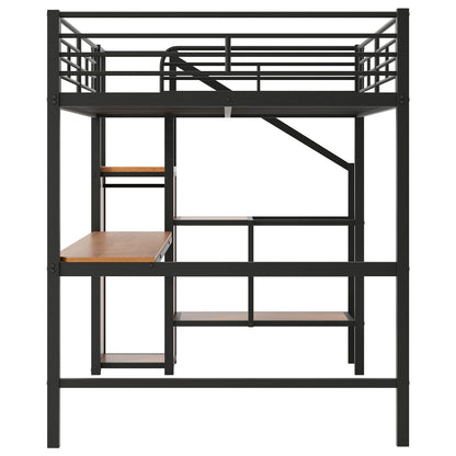 Loft Bed With Desk, Storage Staircase, Small Wardrobe And LED Light - The Sleep Loft - Online Mattress Showroom NYC