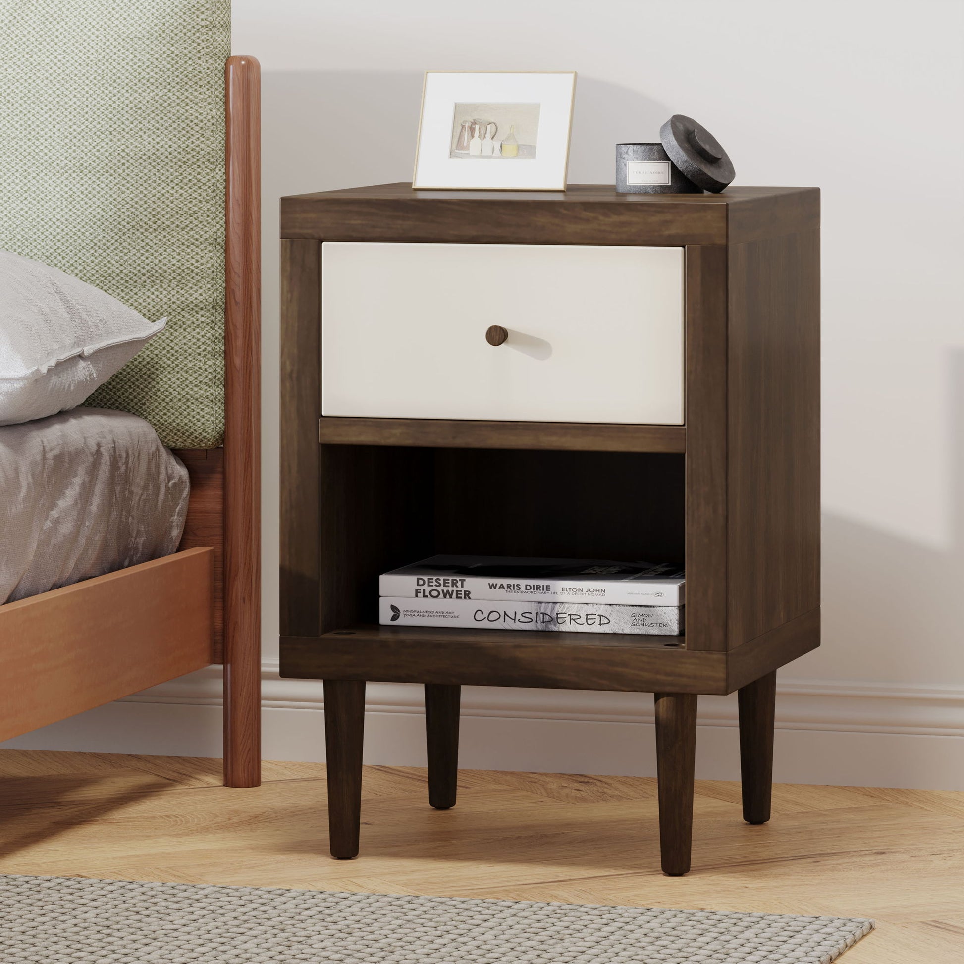 Nystrom - Single Drawer Nightstand - The Sleep Loft - Online Mattress Showroom NYC
