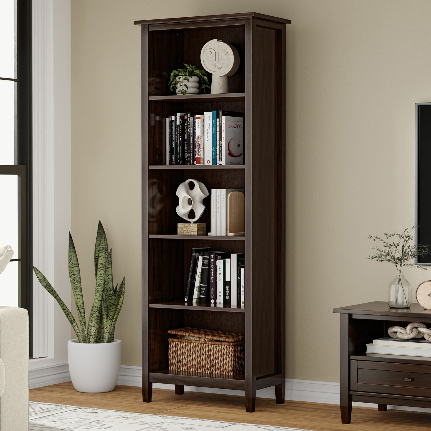 Warm Shaker - 5 Shelf Bookcase - The Sleep Loft - Online Mattress Showroom NYC