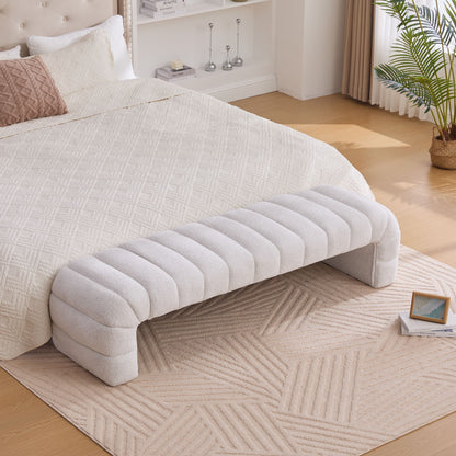 Modern Upholstered Armless Bed Bench With Channel Tufted Design - The Sleep Loft - Online Mattress Showroom NYC