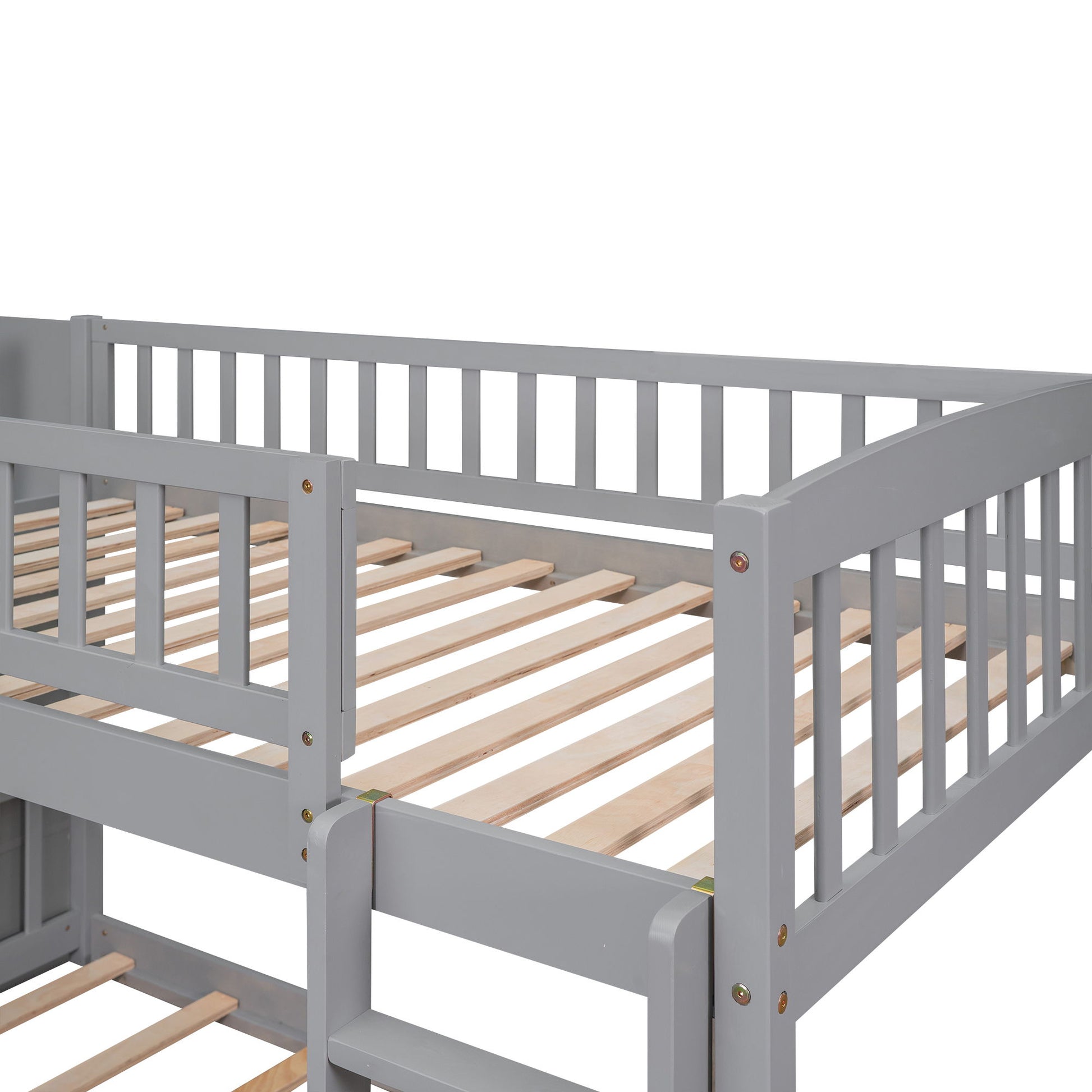 Twin Over Twin Bunk Stairway Bed With 2 Drawers And Slide - Gray - The Sleep Loft - Online Mattress Showroom NYC