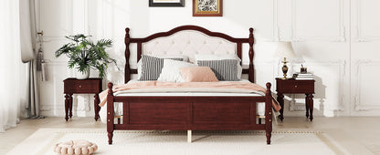 Pine Wooden Bed With Upholstered Headboard And Panel Footboard, With Two Bed Rail Support Feet And Central Platform Support Feet - The Sleep Loft - Online Mattress Showroom NYC