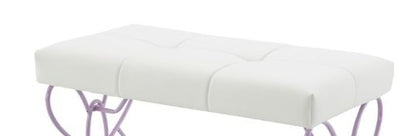 Priya II - Synthetic Leather Purple Bench - Purple / White - The Sleep Loft - Online Mattress Showroom NYC