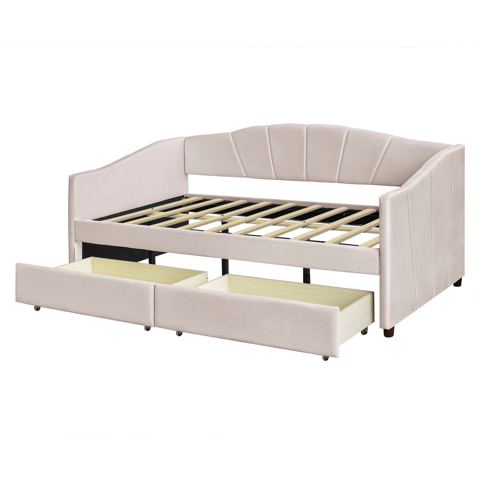 Upholstered Daybed With Two Drawers And Wood Slat - The Sleep Loft - Online Mattress Showroom NYC