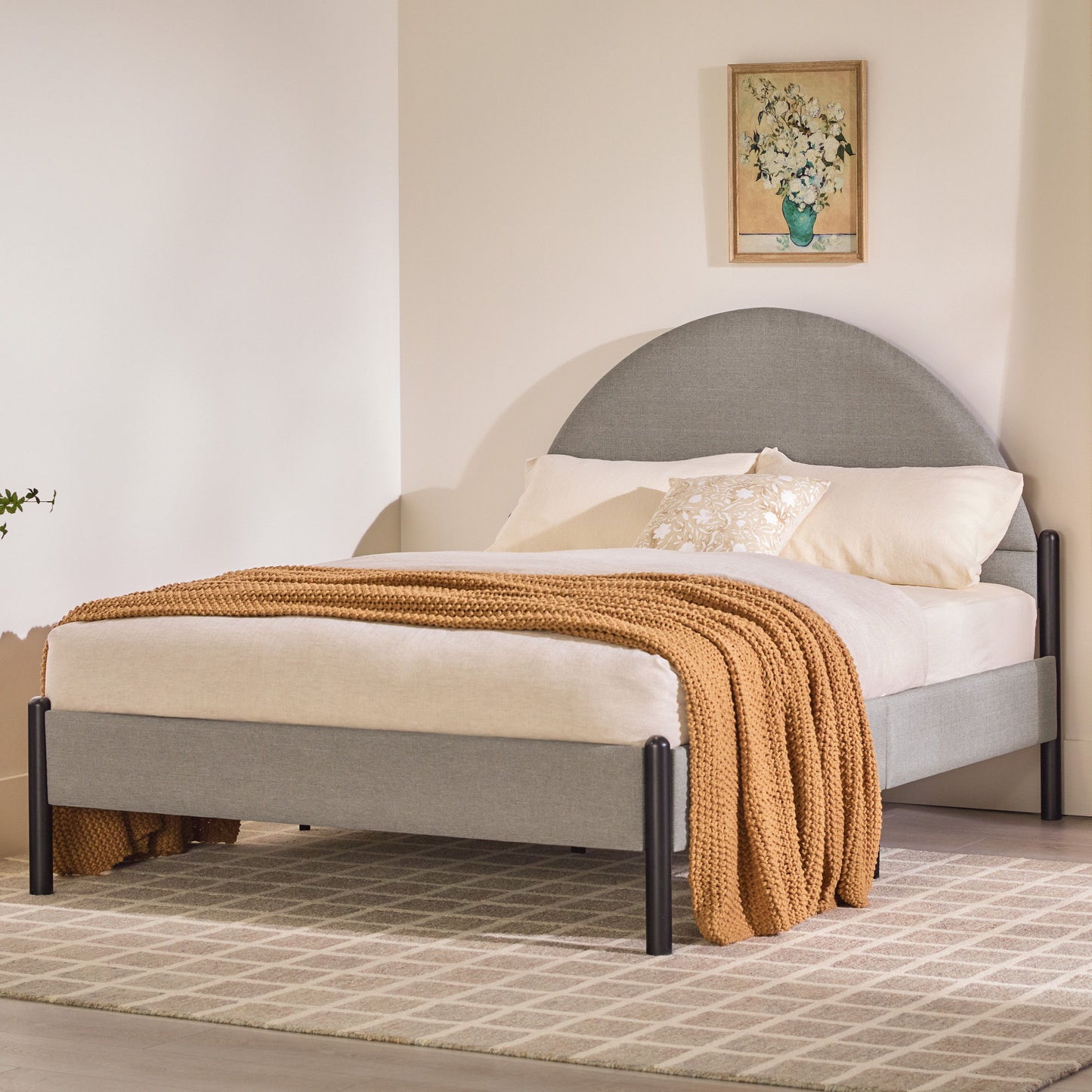 Bed Modern Upholstered Curved Headboard - The Sleep Loft - Online Mattress Showroom NYC