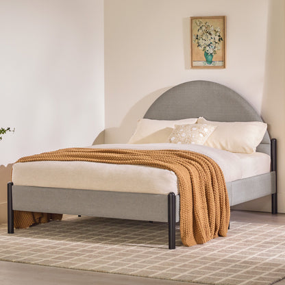 Bed Modern Upholstered Curved Headboard - The Sleep Loft - Online Mattress Showroom NYC