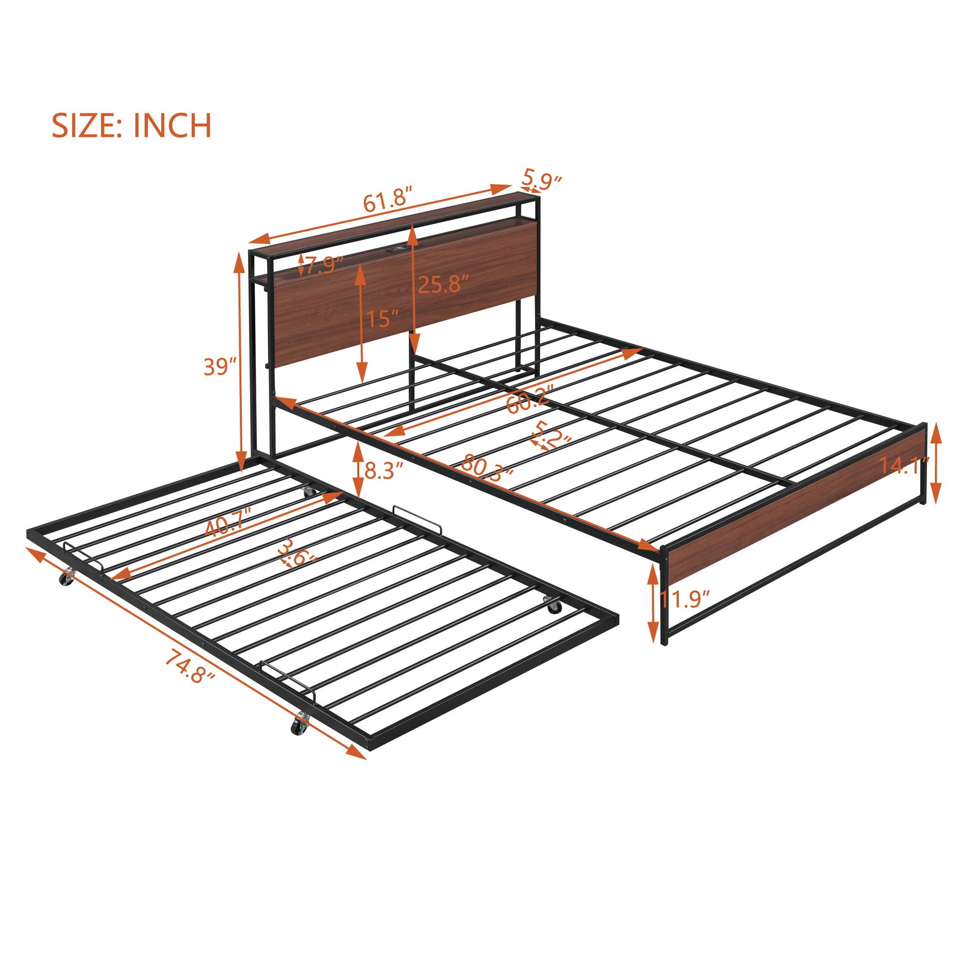 Platform Bed Frame With Trundle, USB Ports And Slat Support, No Box Spring Needed - The Sleep Loft - Online Mattress Showroom NYC