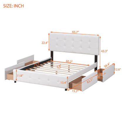 Upholstered Platform Bed With Classic Headboard And Drawers, No Box Spring Needed - The Sleep Loft - Online Mattress Showroom NYC