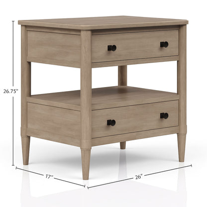 Open Nightstand With 2 Drawers - The Sleep Loft - Online Mattress Showroom NYC