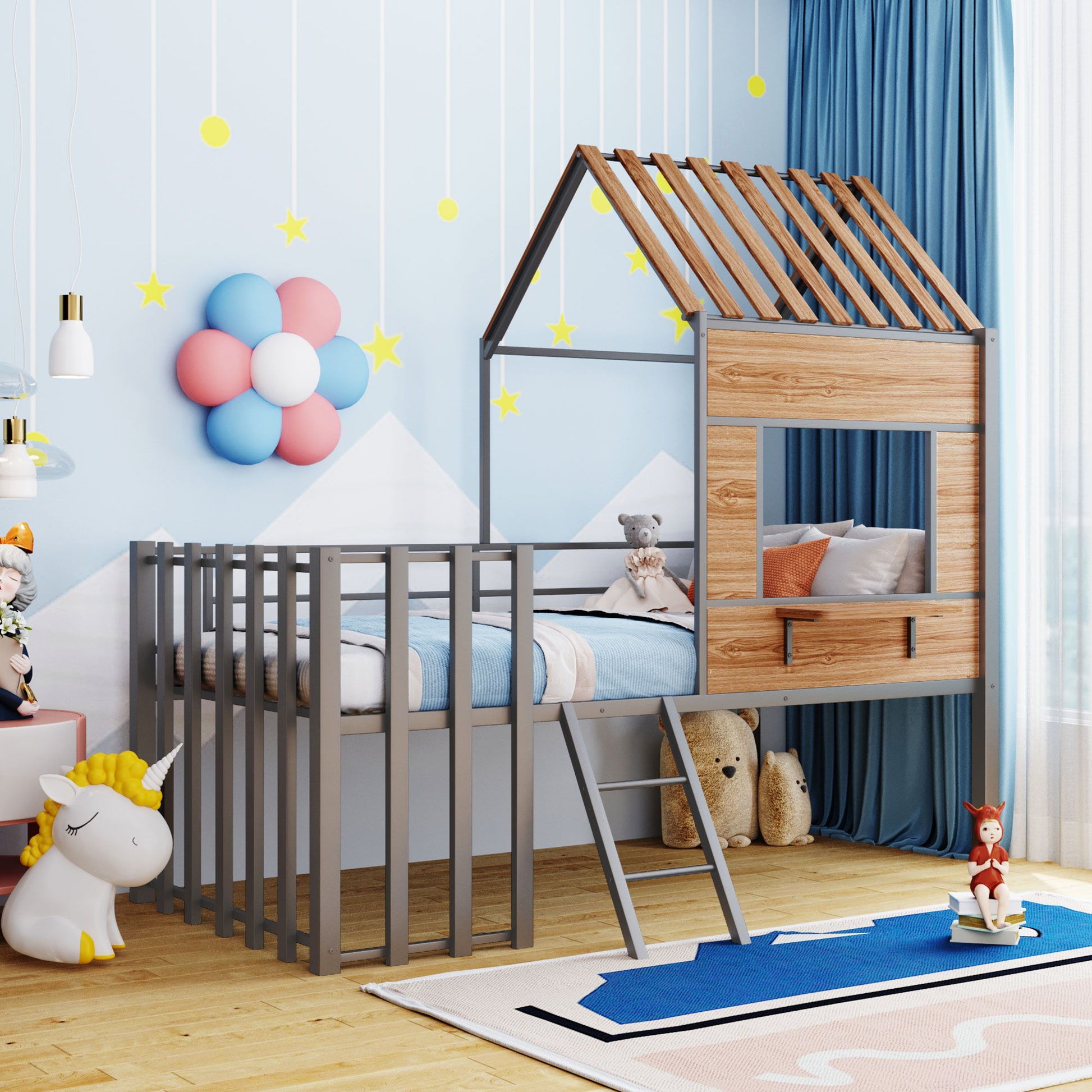Loft Bed With Roof, Window, Guardrail, Ladder - The Sleep Loft - Online Mattress Showroom NYC