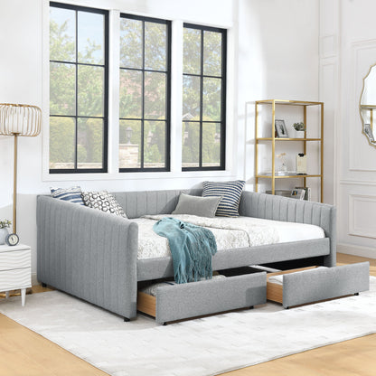 Upholstered Queen Daybed With 2 Drawers - The Sleep Loft - Online Mattress Showroom NYC