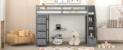 Loft Bed With Storage Drawers And Stairs With Shelves - The Sleep Loft - Online Mattress Showroom NYC