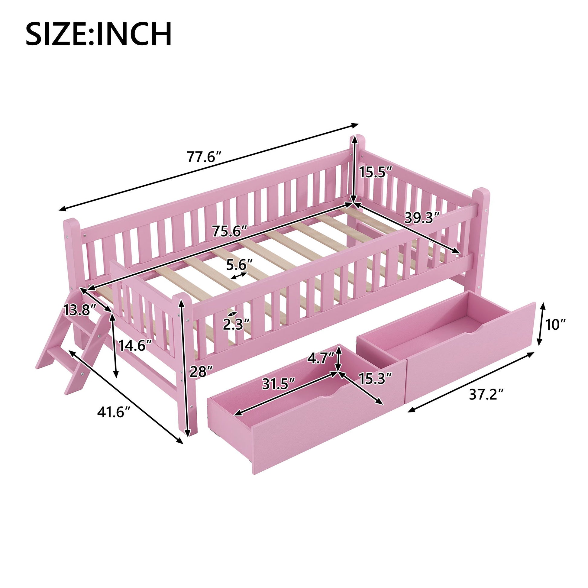 Platform Bed With Guardrail And 2 Drawers - The Sleep Loft - Online Mattress Showroom NYC