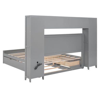 Bed With All In One Cabinet, Shelf And Sockets, Twin Long Trundle - The Sleep Loft - Online Mattress Showroom NYC