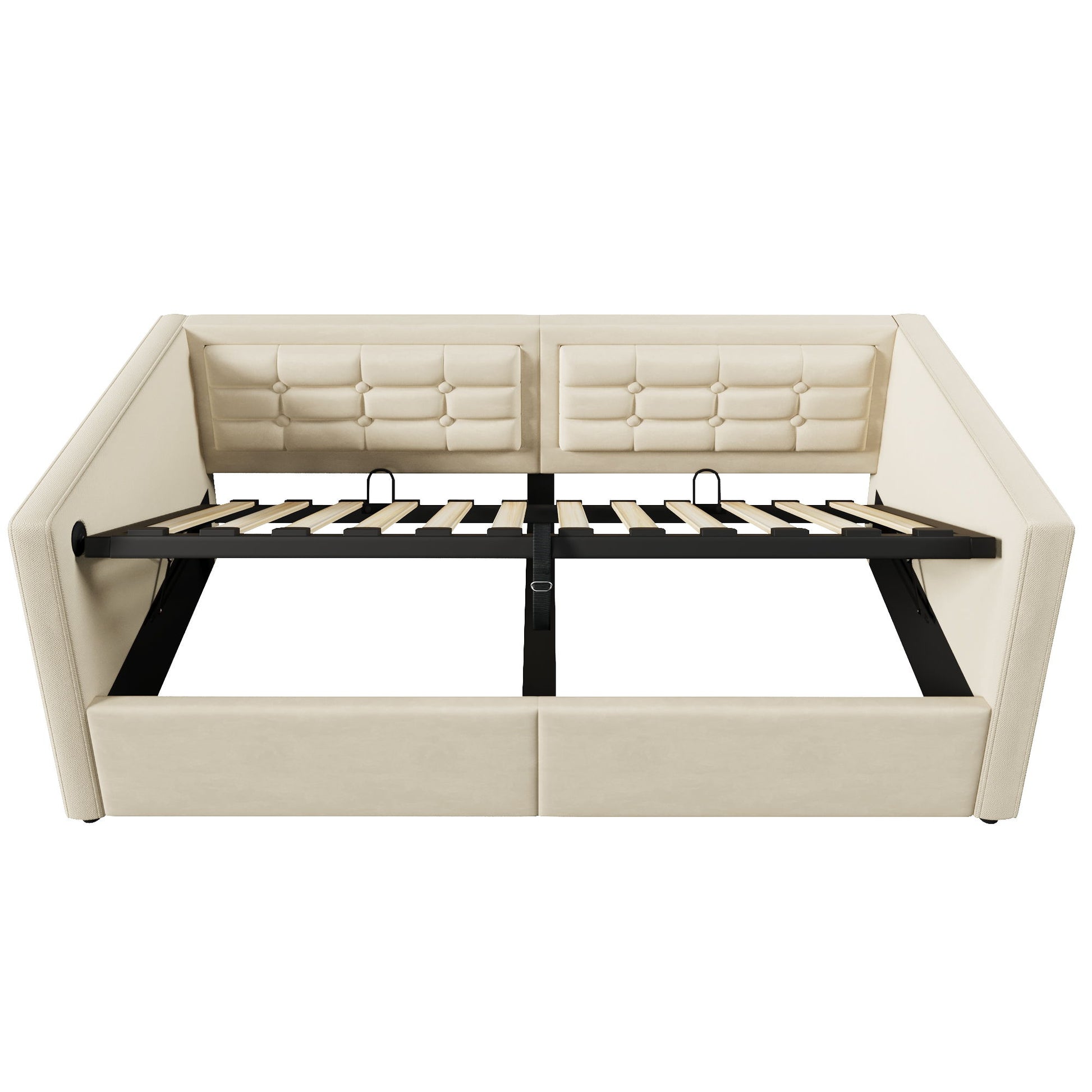 Upholstered Hydraulic Storage Daybed With USB & Type C Charging - The Sleep Loft - Online Mattress Showroom NYC