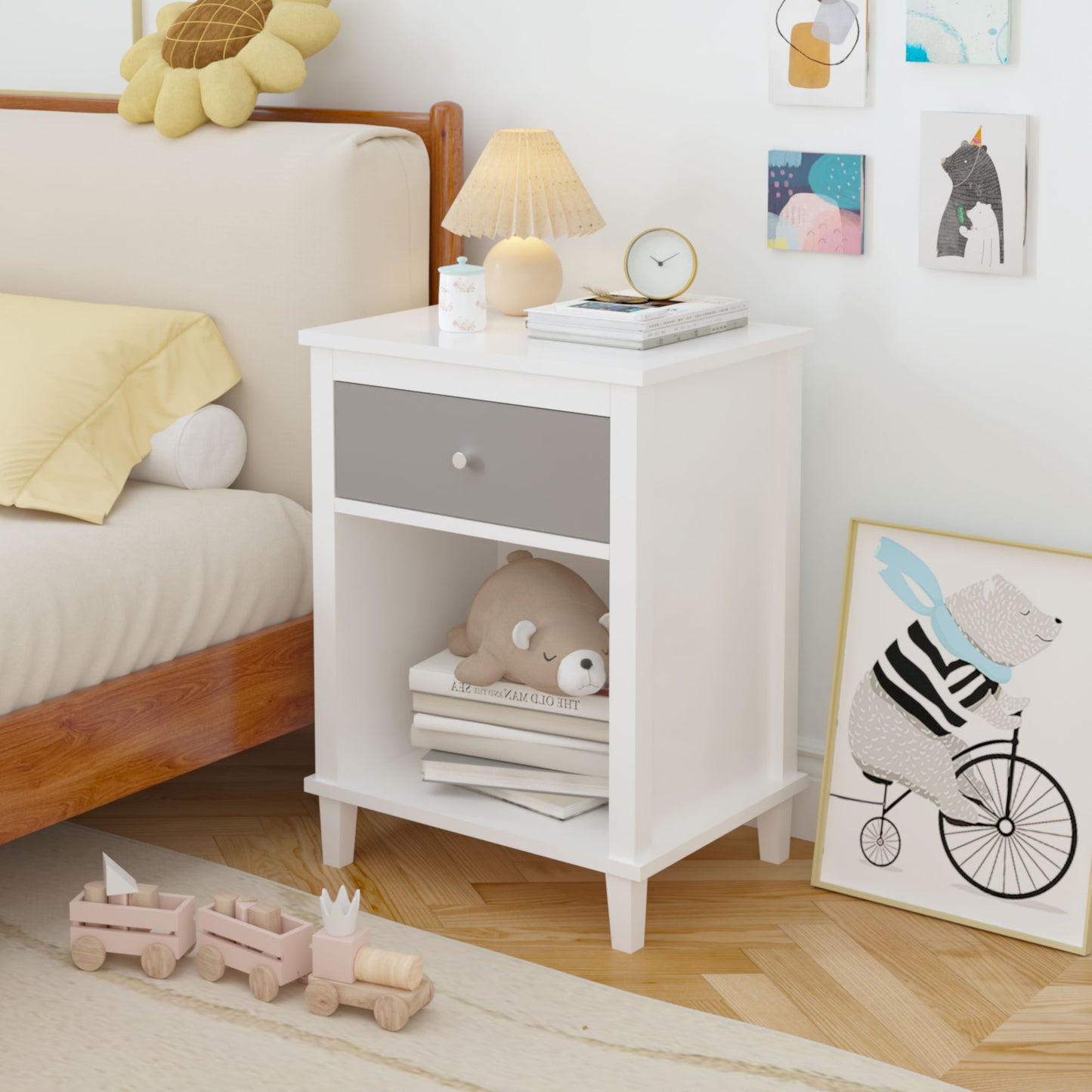 Nightstand With 1 Drawer 1 Shelf - The Sleep Loft - Online Mattress Showroom NYC