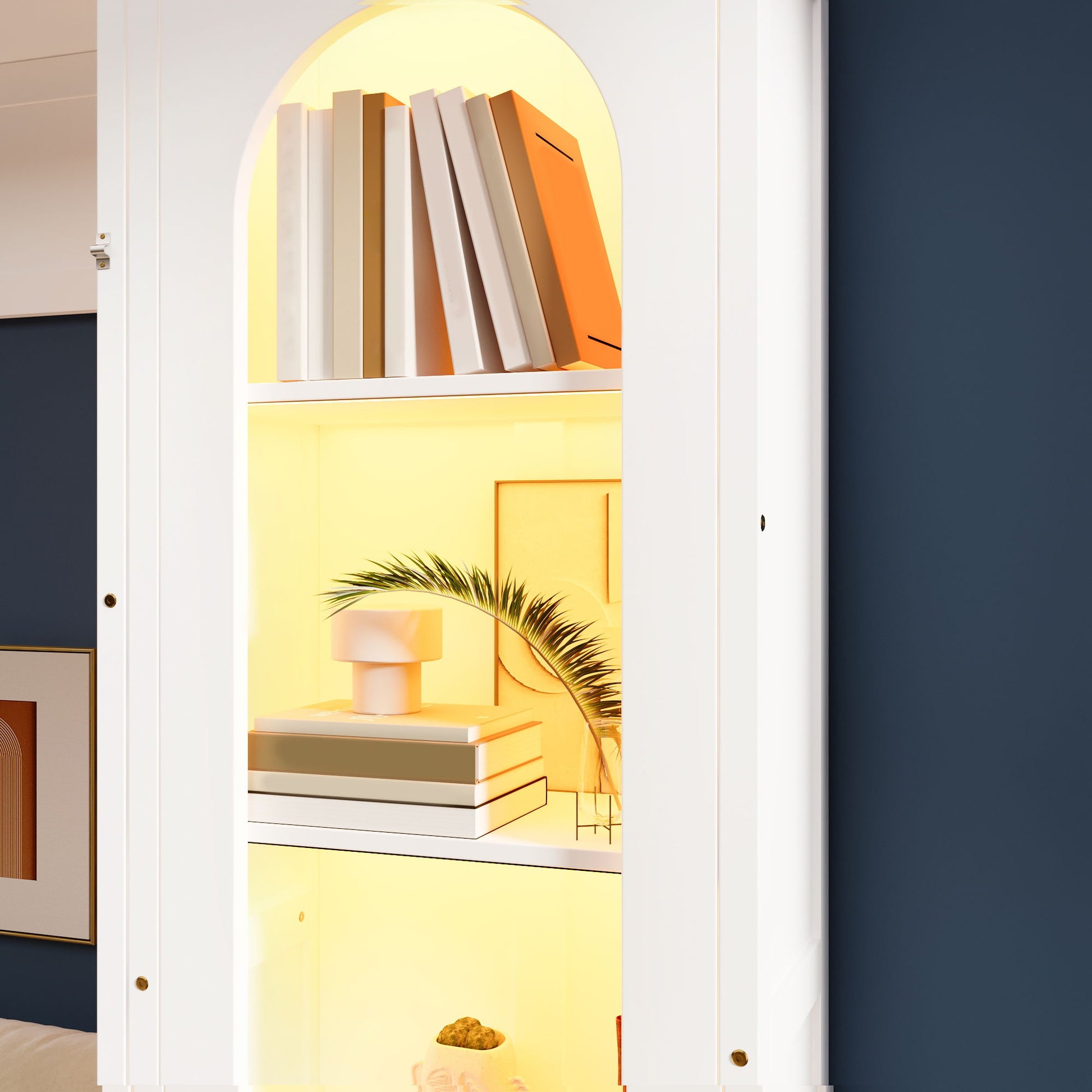 French Style Murphy Platform Bed With Shelf, Side Cabinets, Drawers And LED - The Sleep Loft - Online Mattress Showroom NYC