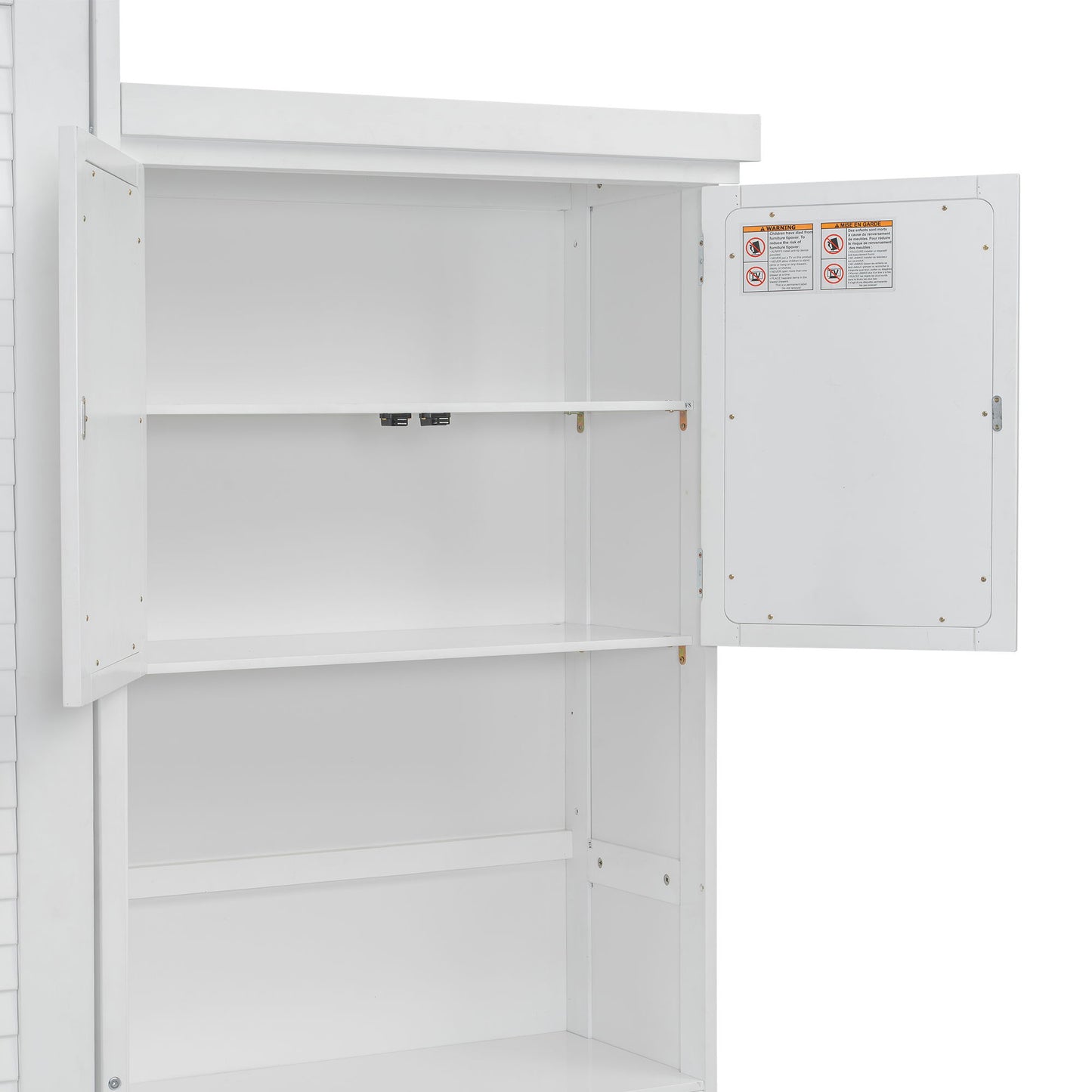 Queen Size Murphy Bed With Louvered Design And Multiple Storage Shelves - White - The Sleep Loft - Online Mattress Showroom NYC