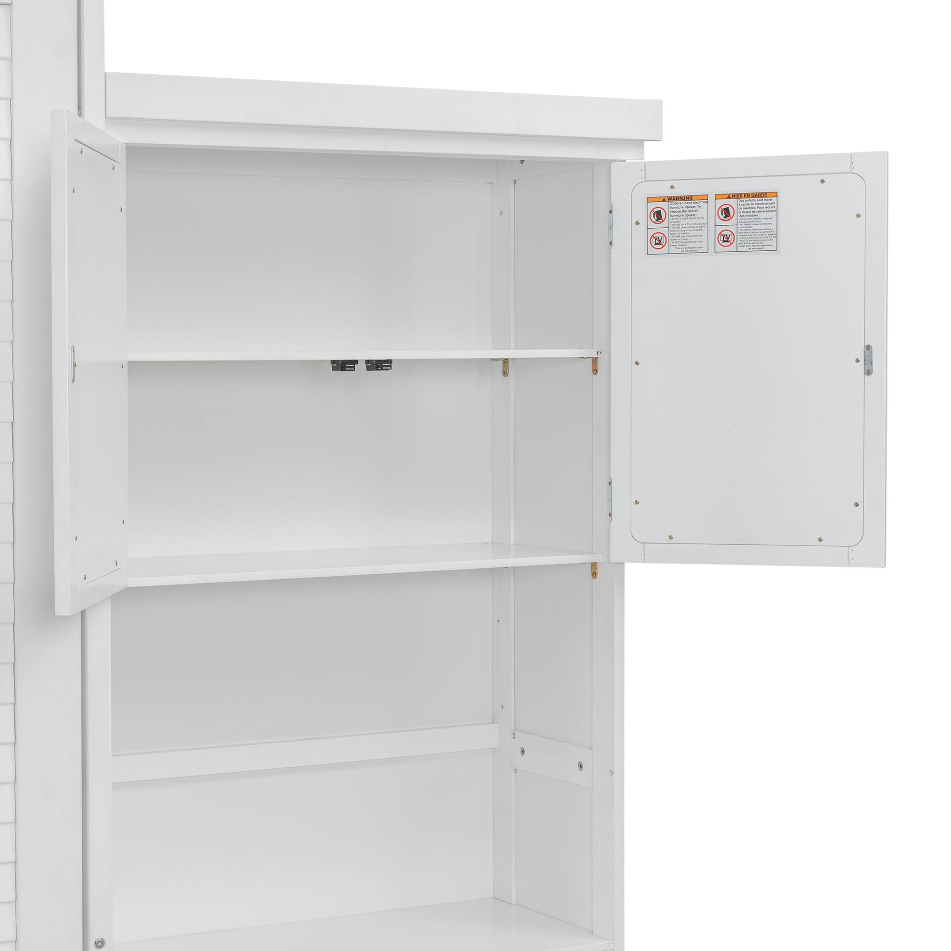 Queen Size Murphy Bed With Louvered Design And Multiple Storage Shelves - White - The Sleep Loft - Online Mattress Showroom NYC