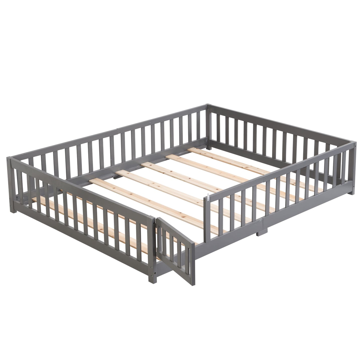 Solid Wood Floor Bed With Door And Fence For Children - The Sleep Loft - Online Mattress Showroom NYC