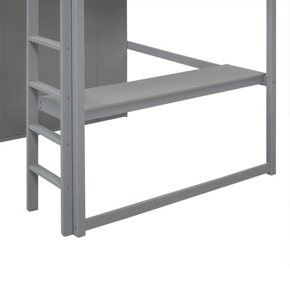 Loft Bed With Built In Wardrobe, Shelves And Drawers - The Sleep Loft - Online Mattress Showroom NYC