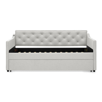 Daybed With Pop Up Trundle And USB Charging Armrest - The Sleep Loft - Online Mattress Showroom NYC